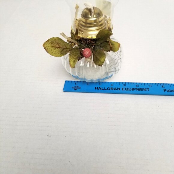 Vintage Lamplight Farms Glass Oil Lamp Hurricane Chimney Brass Burner Decor - Picture 11 of 11